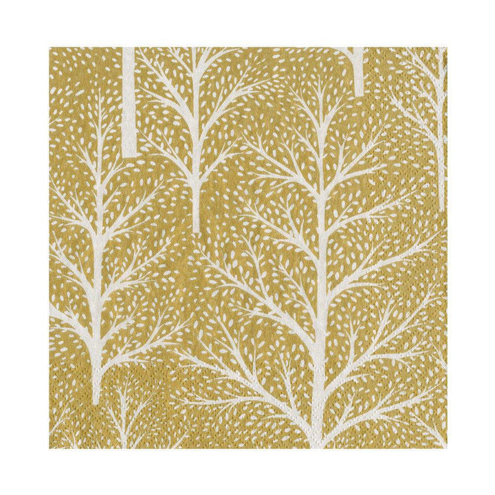 Winter Trees Gold & White Luncheon Napkins