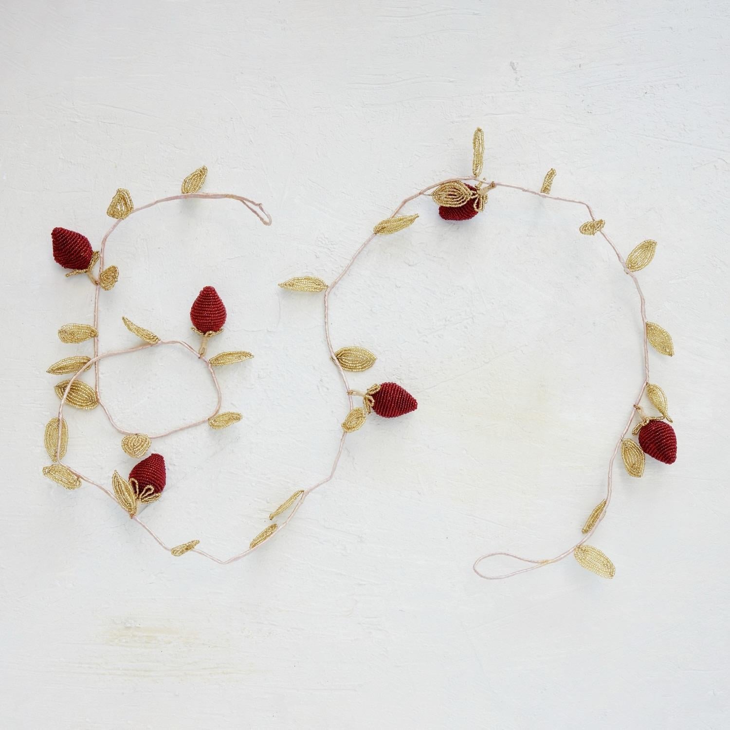 Glass Beaded Berries & Leaves Garland
