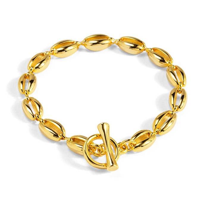 Marquise Gold Link Toggle Bracelet