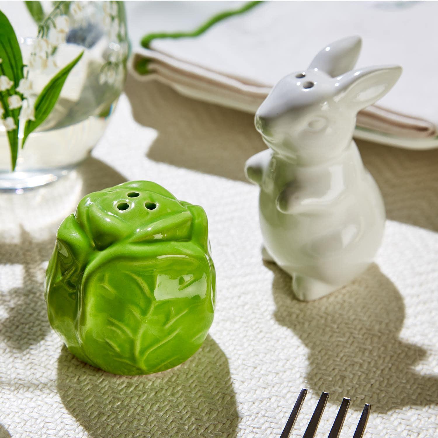 Bunny and Cabbage Leaf Salt and Pepper Shaker Set
