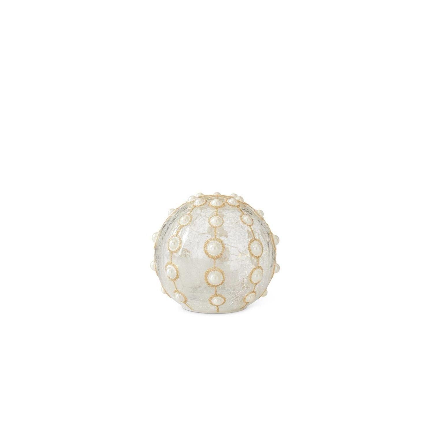 Clear Glass & Gold Glitter with Pearls LED Globes
