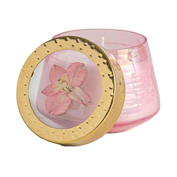 Luna Flower  Watercolor Pressed Floral Candle
