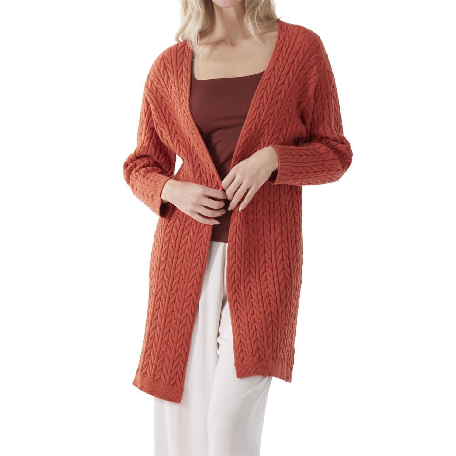 Orange Cable Long Sweater
