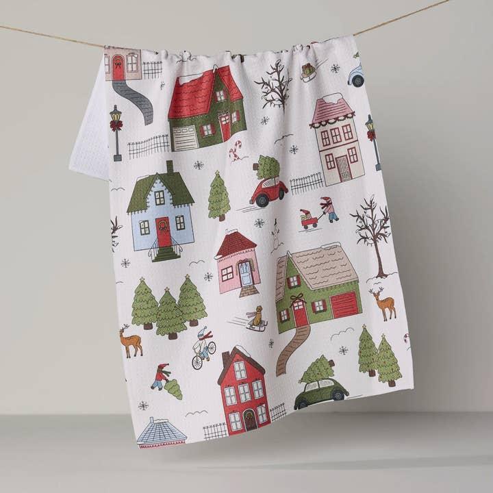 Winter Village Tea Towel