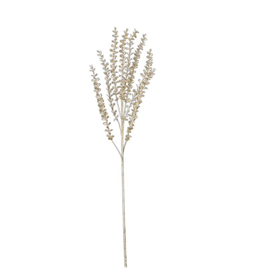 Glittered Champagne Teardrop Leaf Stem