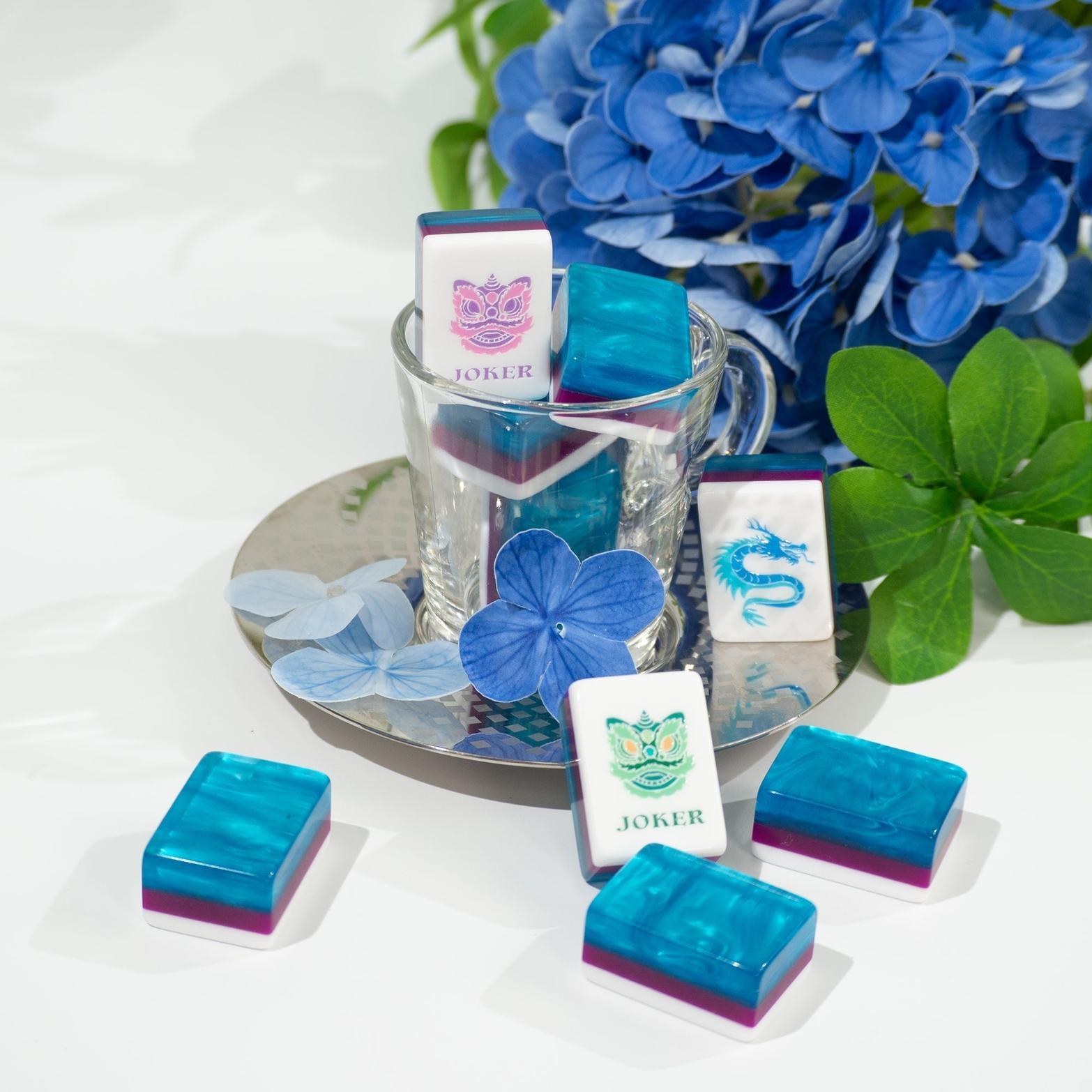 Sapphire Blue Mahjong Tile Set