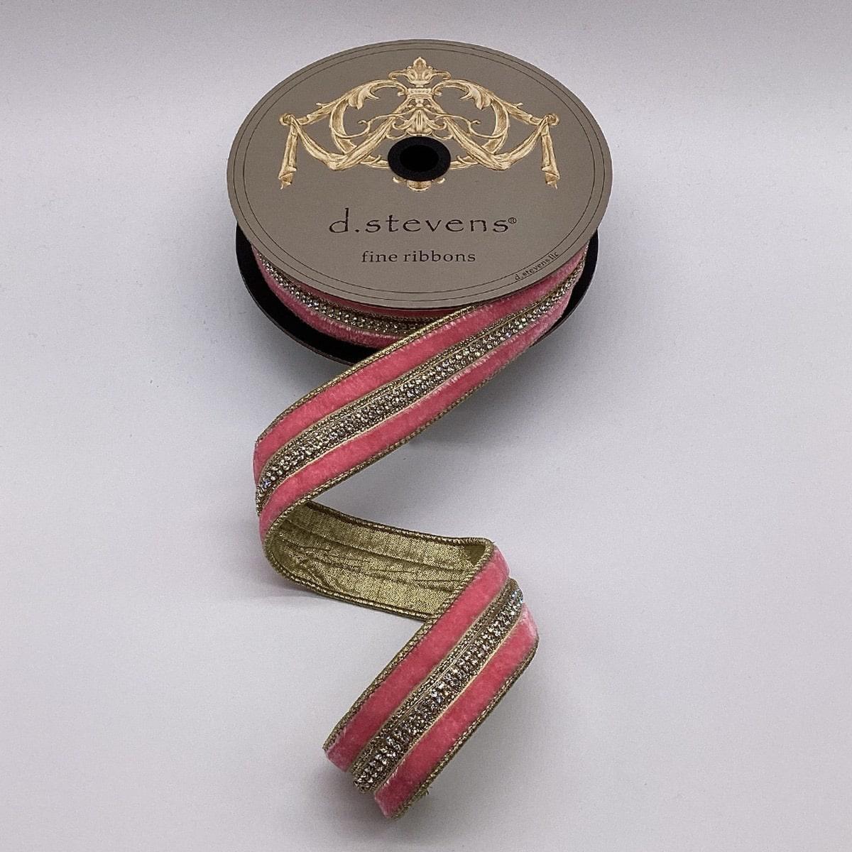 Pink Lemonade Velvet with Crystal Side Trim Ribbon