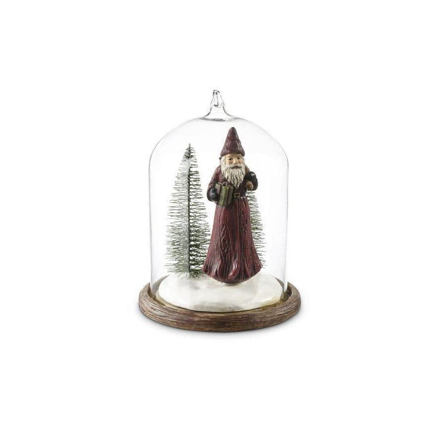 Glass Cloche Santa Ornament