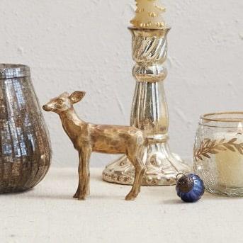 Gold Finish Resin Doe