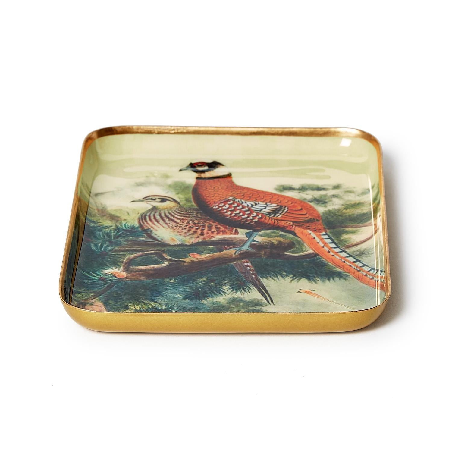 Pheasant Metal Trinket Tray