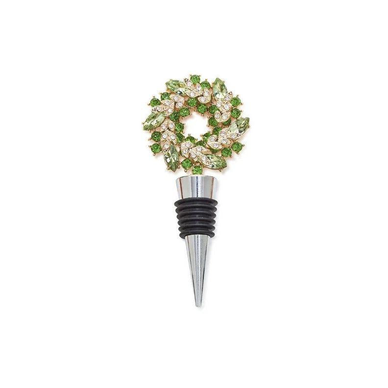 Holiday Wreath Jeweled Bottle Stopper