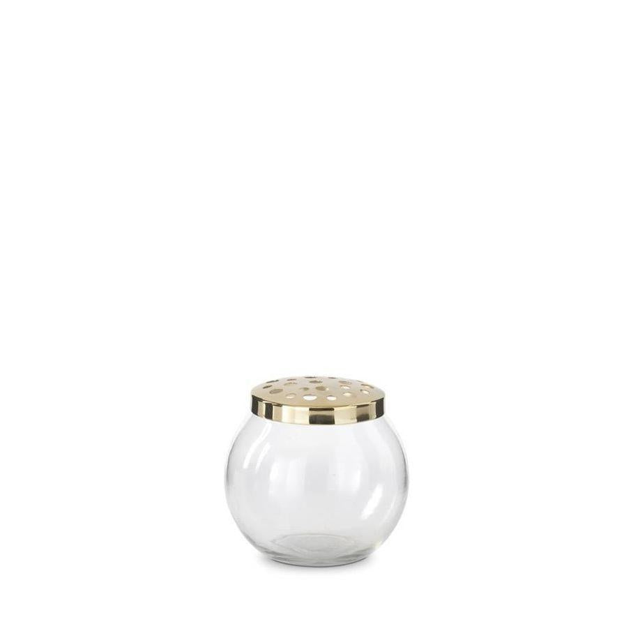 Gold Floral Frog Top Glass Vase