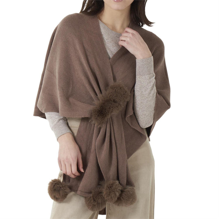 Taupe Pom Pom Cape