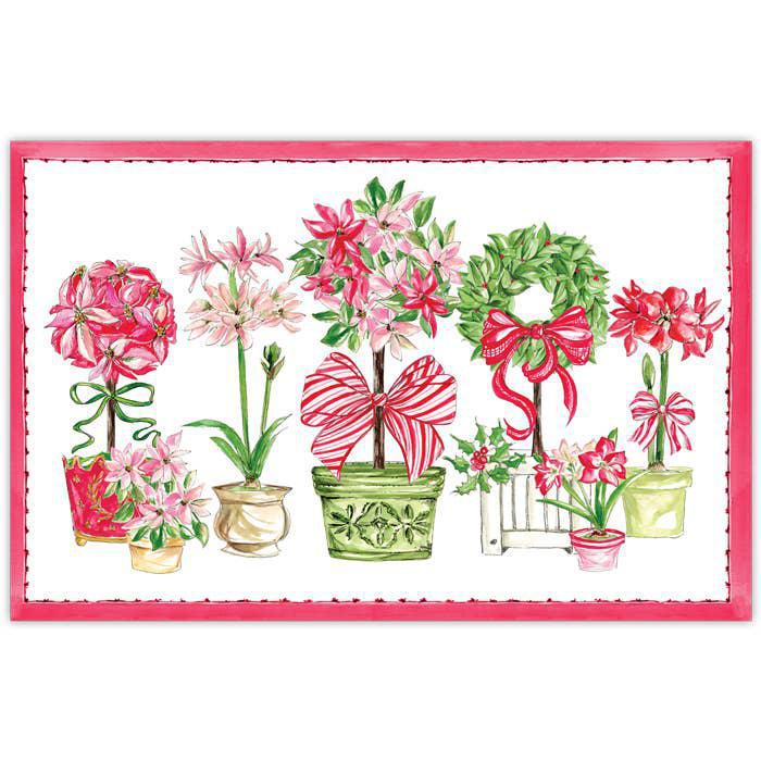Poinsettia Topiaries Paper Placemat