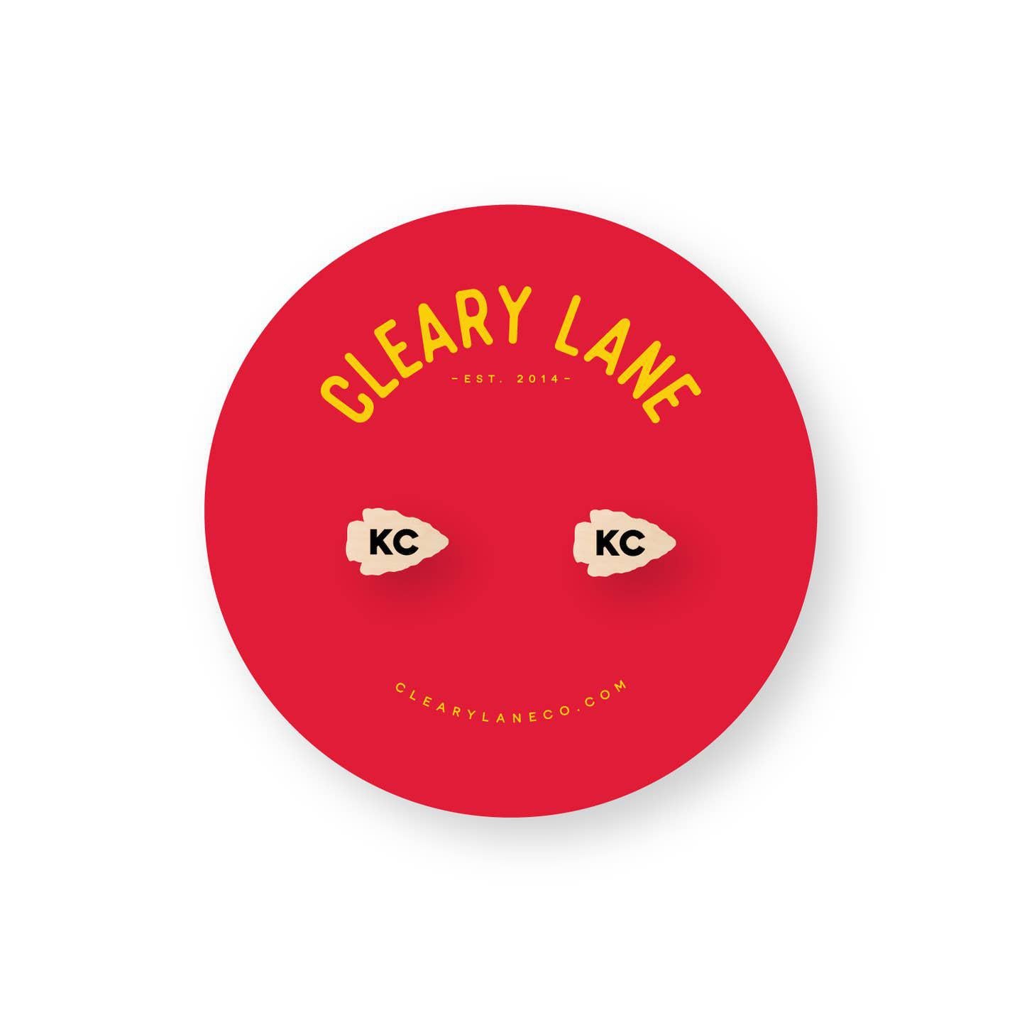 Wood KC Arrowhead Stud Earrings