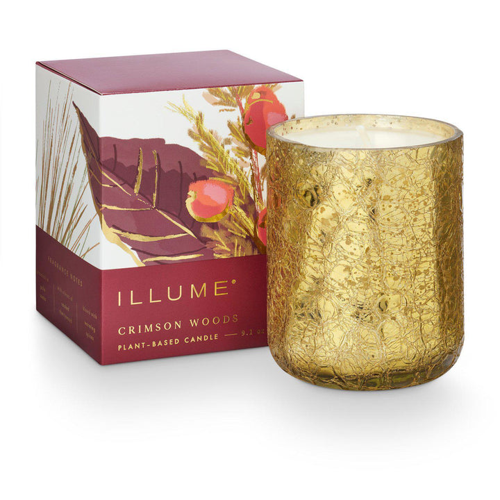 Crimson Woods Small Crackle Glass Candle