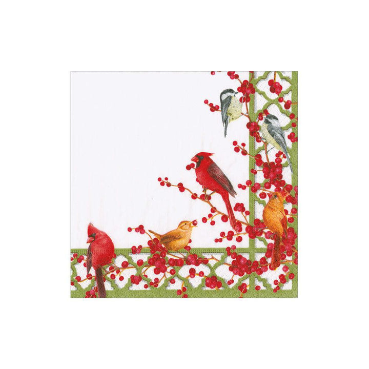 Winter Birds and Berries Paper Cocktail Napkins