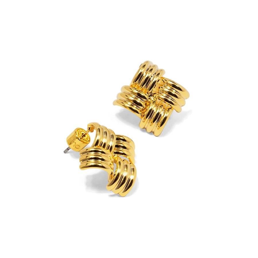 Interwoven Ridged Gold Stud Earring