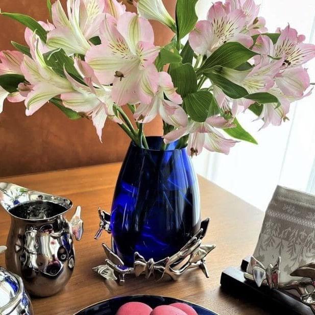 Butterfly Cobalt Blue Vase