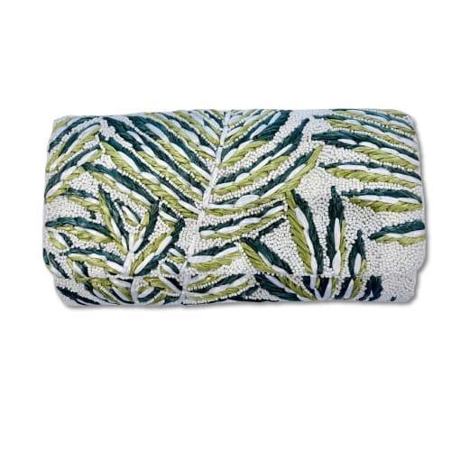 Leafy Raffia Palm Beaded Clutch