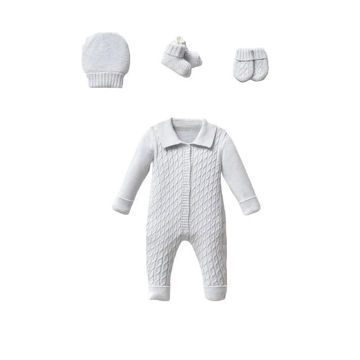 Organic Cotton Pale Blue Newborn Knit Set
