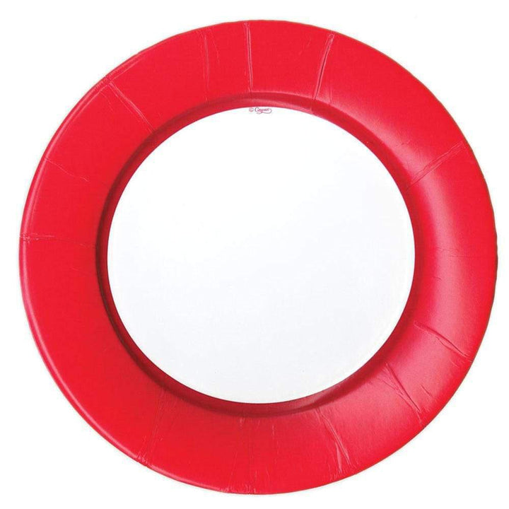 Red Linen Border Paper Dinner Plates