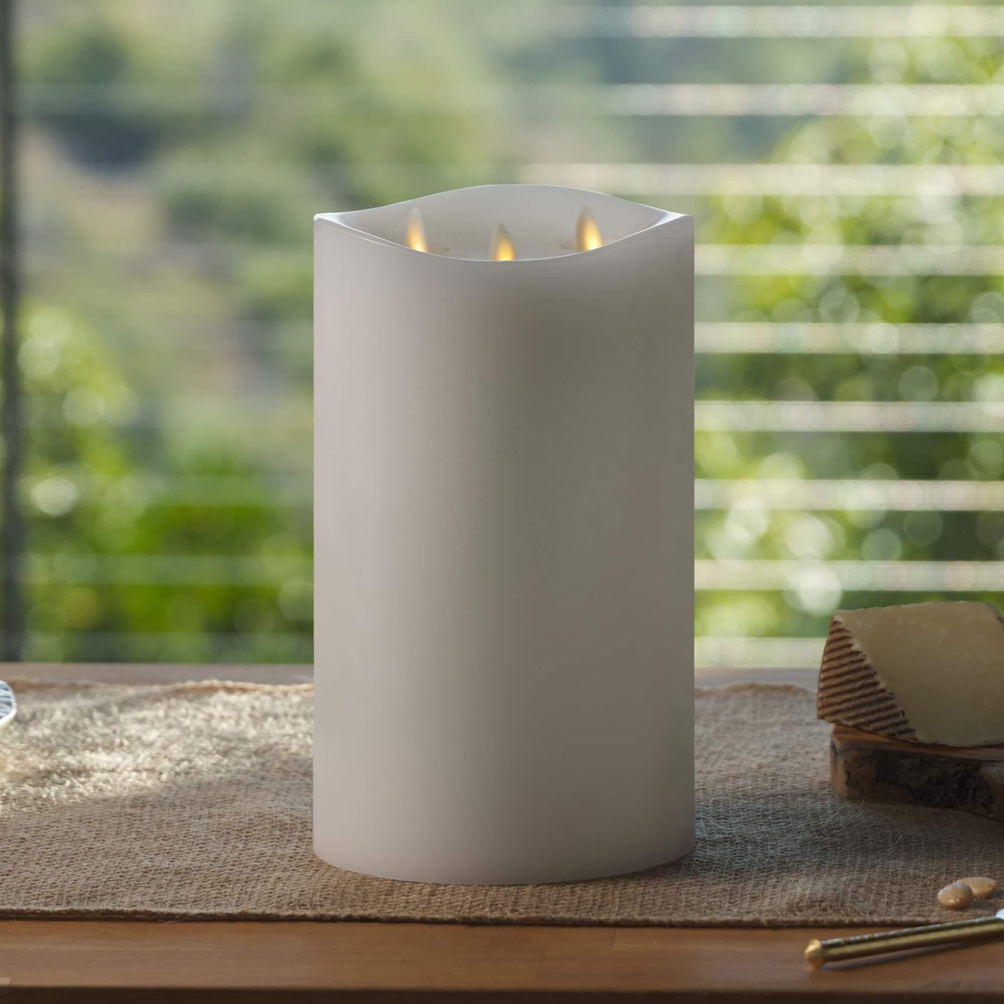 White Wax Luminara 3 Flame Grand Pillar Candle