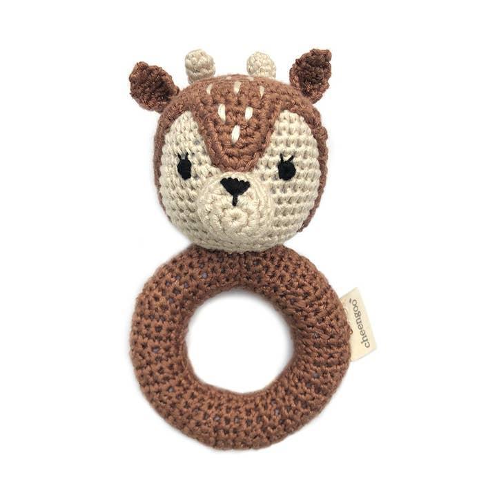 Fawn Hand Crocheted Ring Rattle