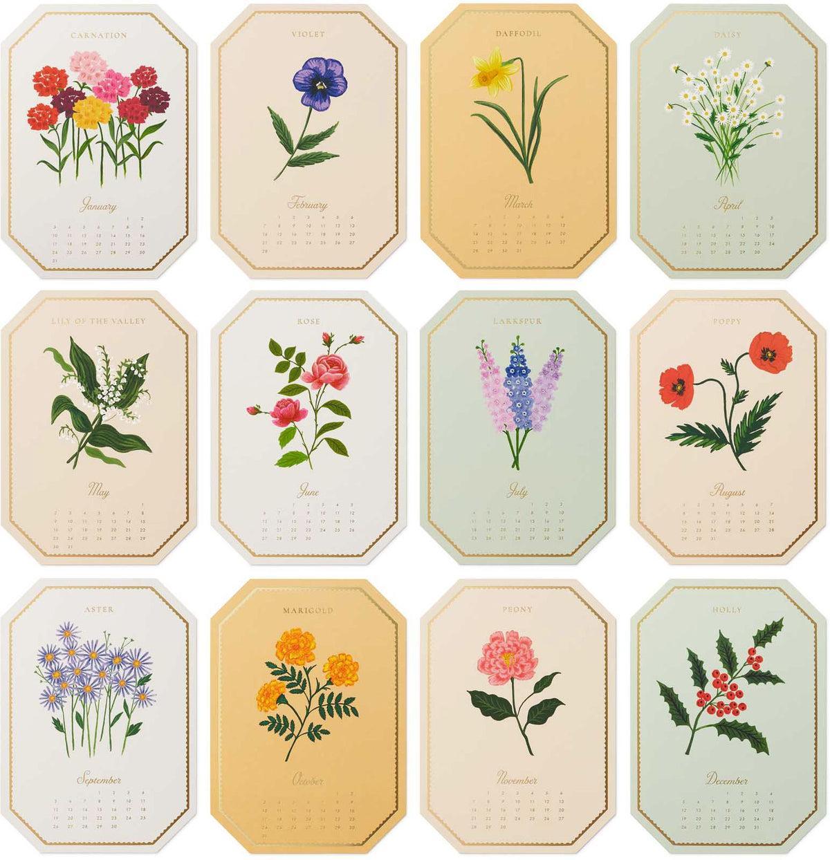 2027 Birth Month Brass Easel Desk Calendar Refill