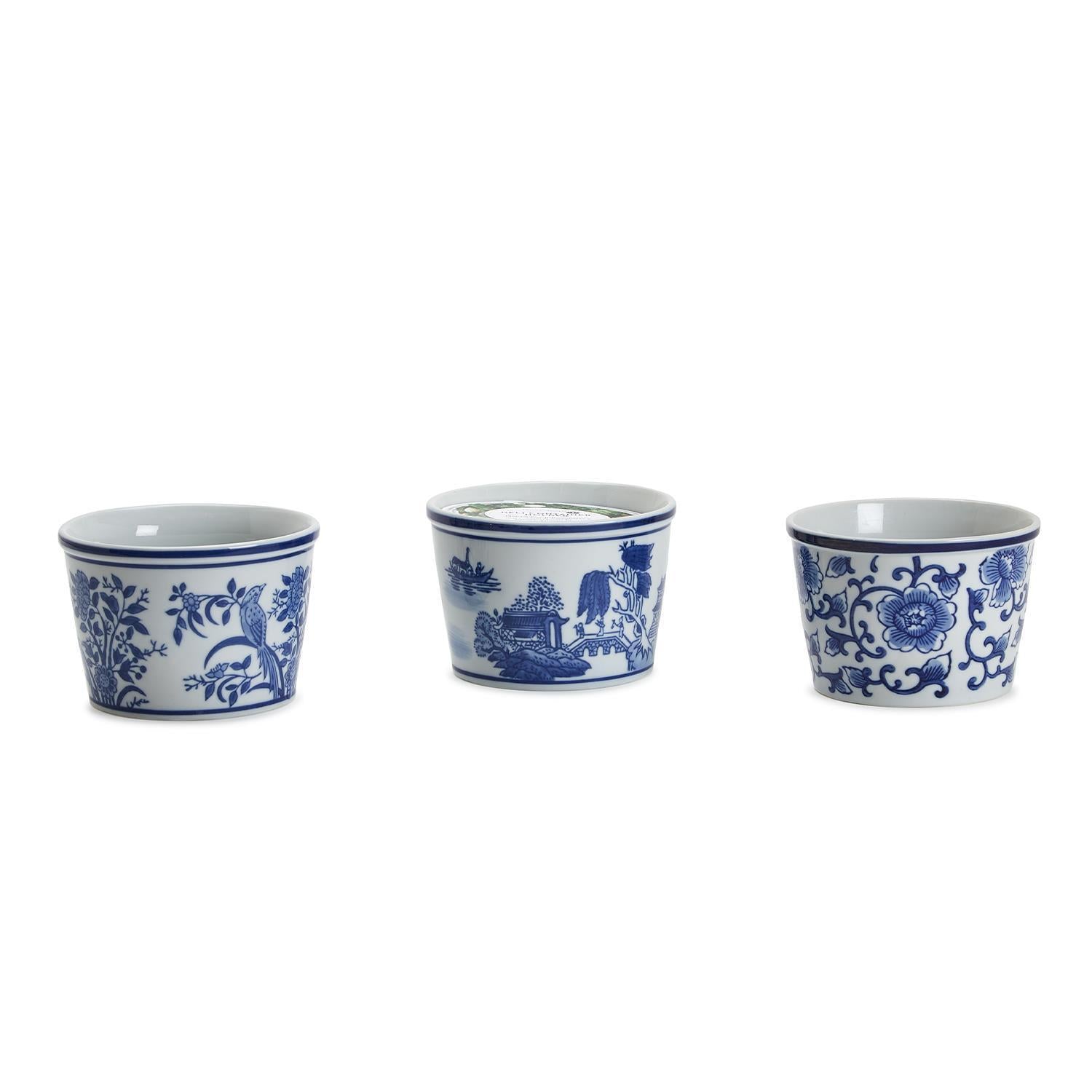 Chinoiserie Blue & White Hand Painted Tall Dish