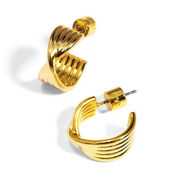 Twisted Ripple Gold Huggie Earring