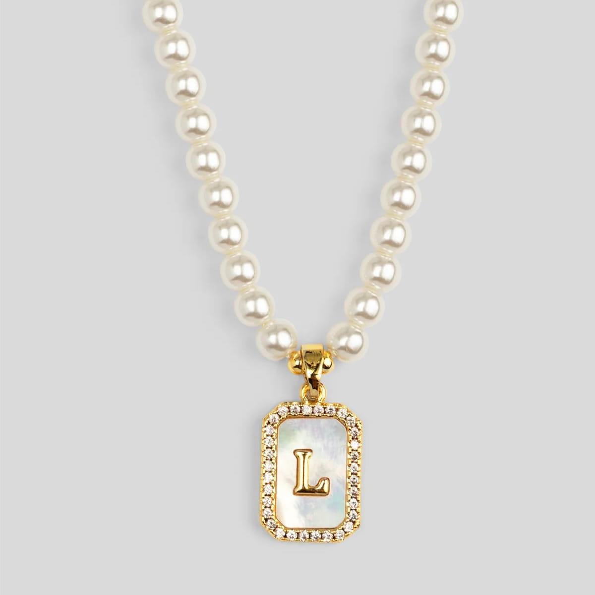 Pearl Initial Pendant Short Necklace