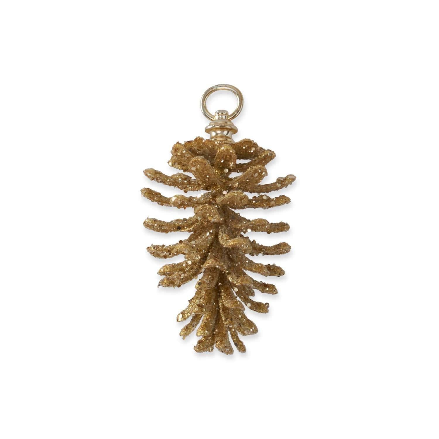 Gold Glittered Pinecone Ornament