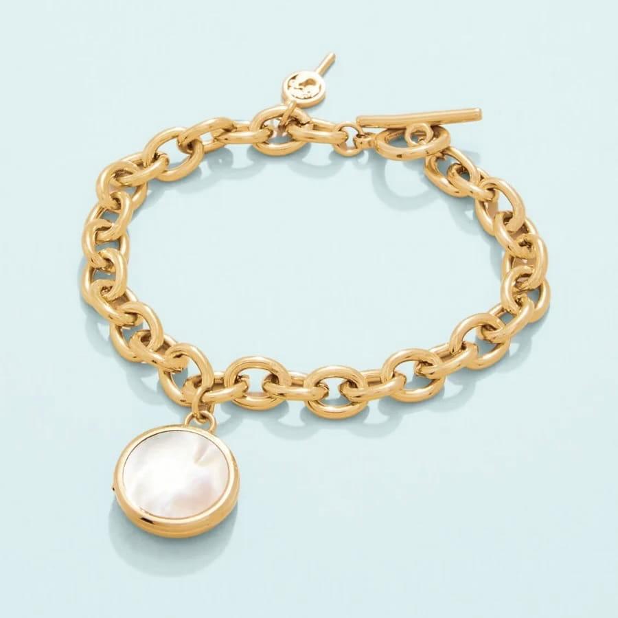 Mother-of-Pearl Photo Locket Bracelet