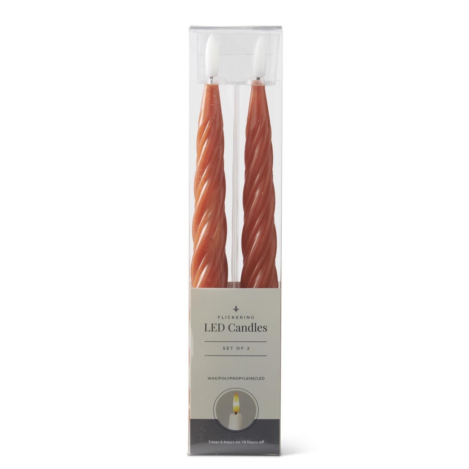 Rust Spiral LED Taper Candles