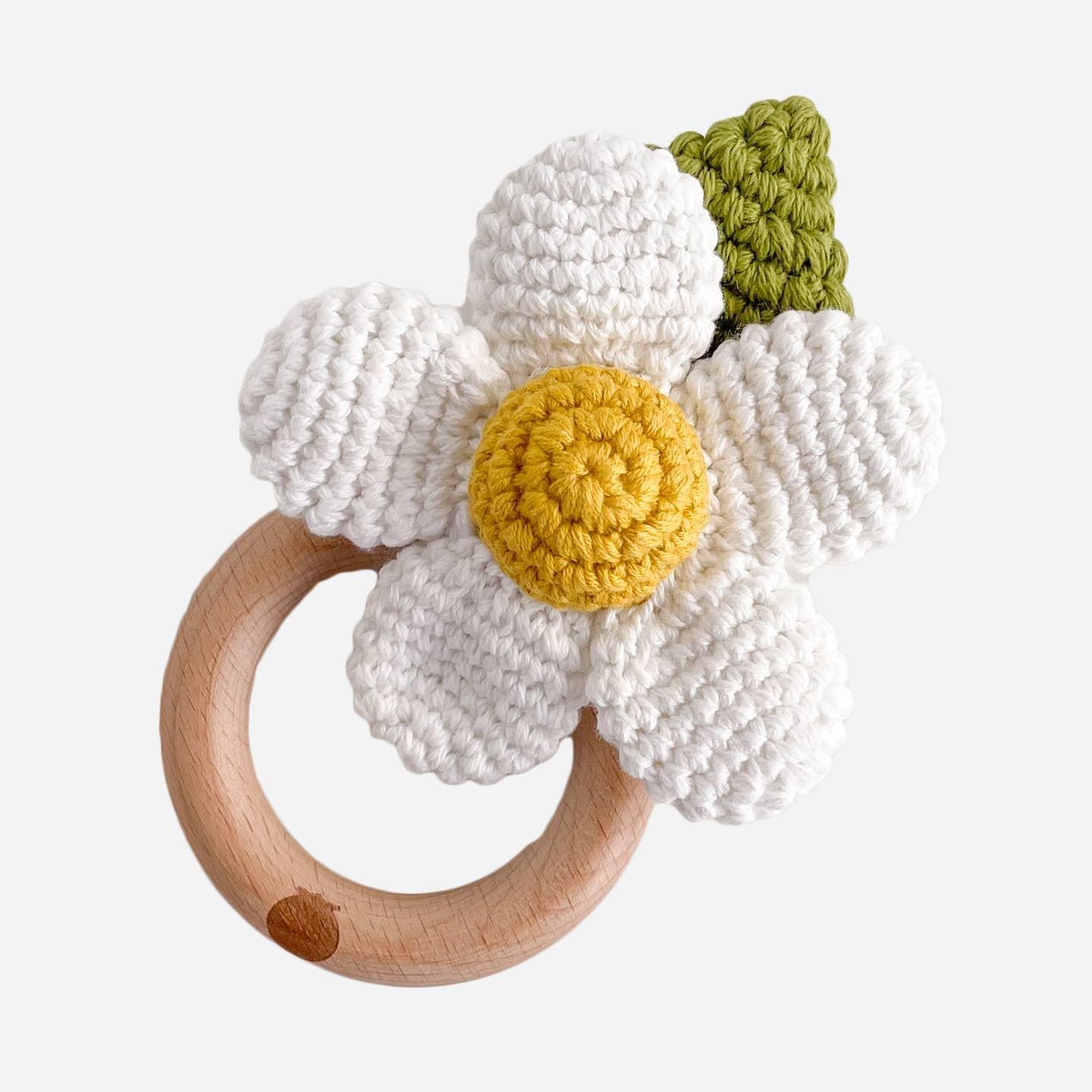 White Daisy Teether Rattle