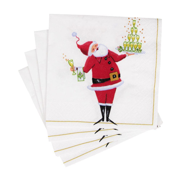 Santa Serving Drinks Paper Cocktail Napkins