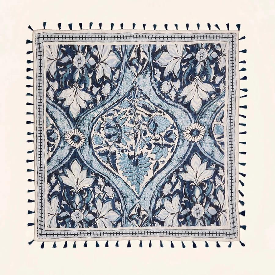 Square Scarf Japonica Cartouche Blu