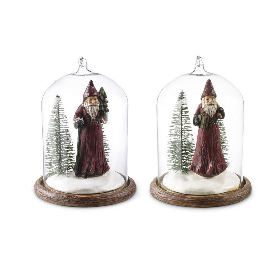 Glass Cloche Santa Ornament