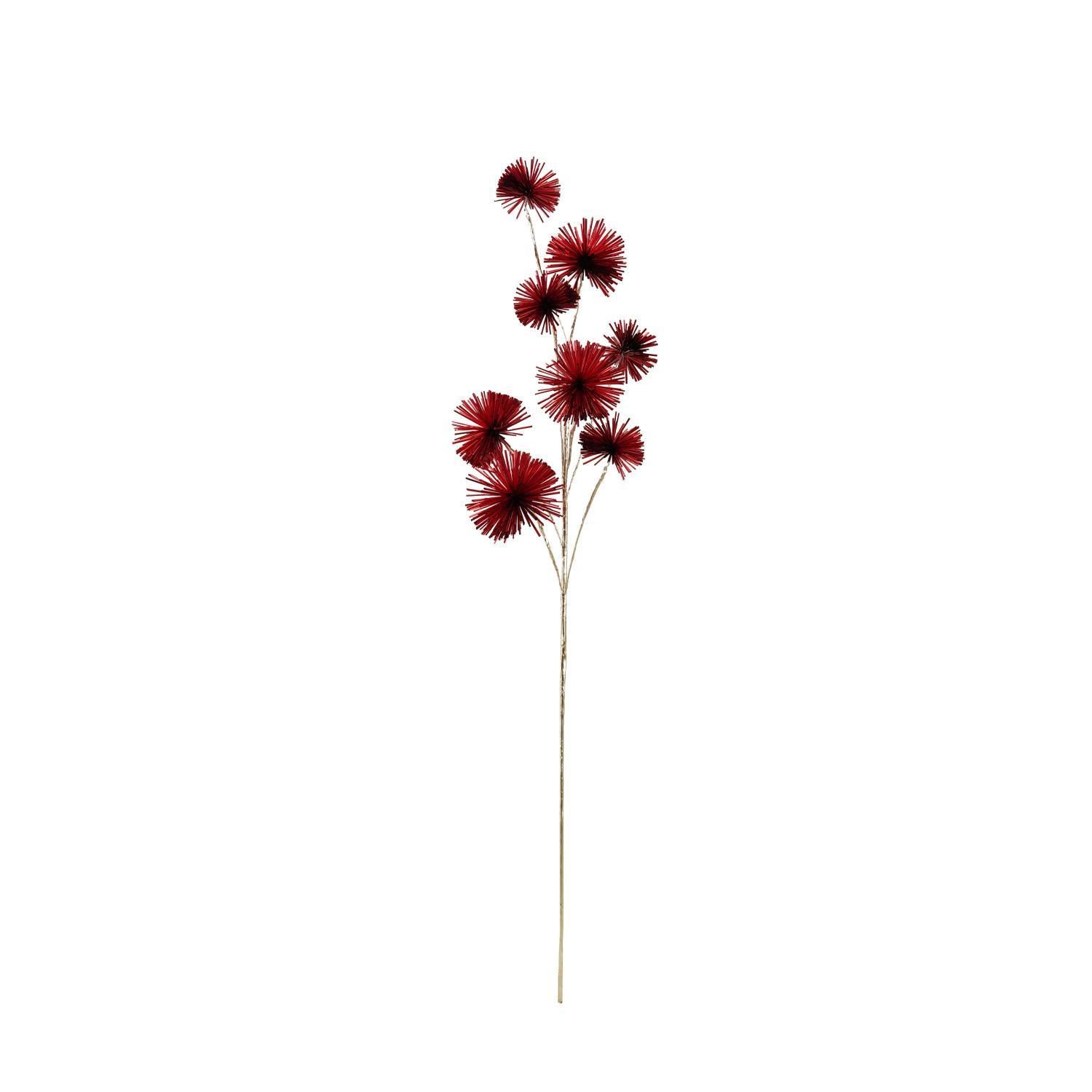 Red Tinsel Ball Stem