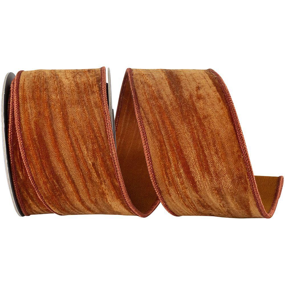 Copper Crushed Velvet Touch Deluxe Wired Edge Ribbon
