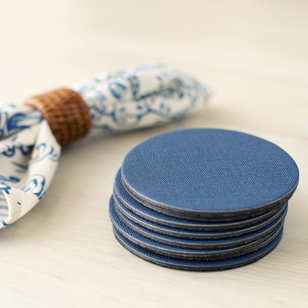 Felt-Backed Canvas Coasters | Navy