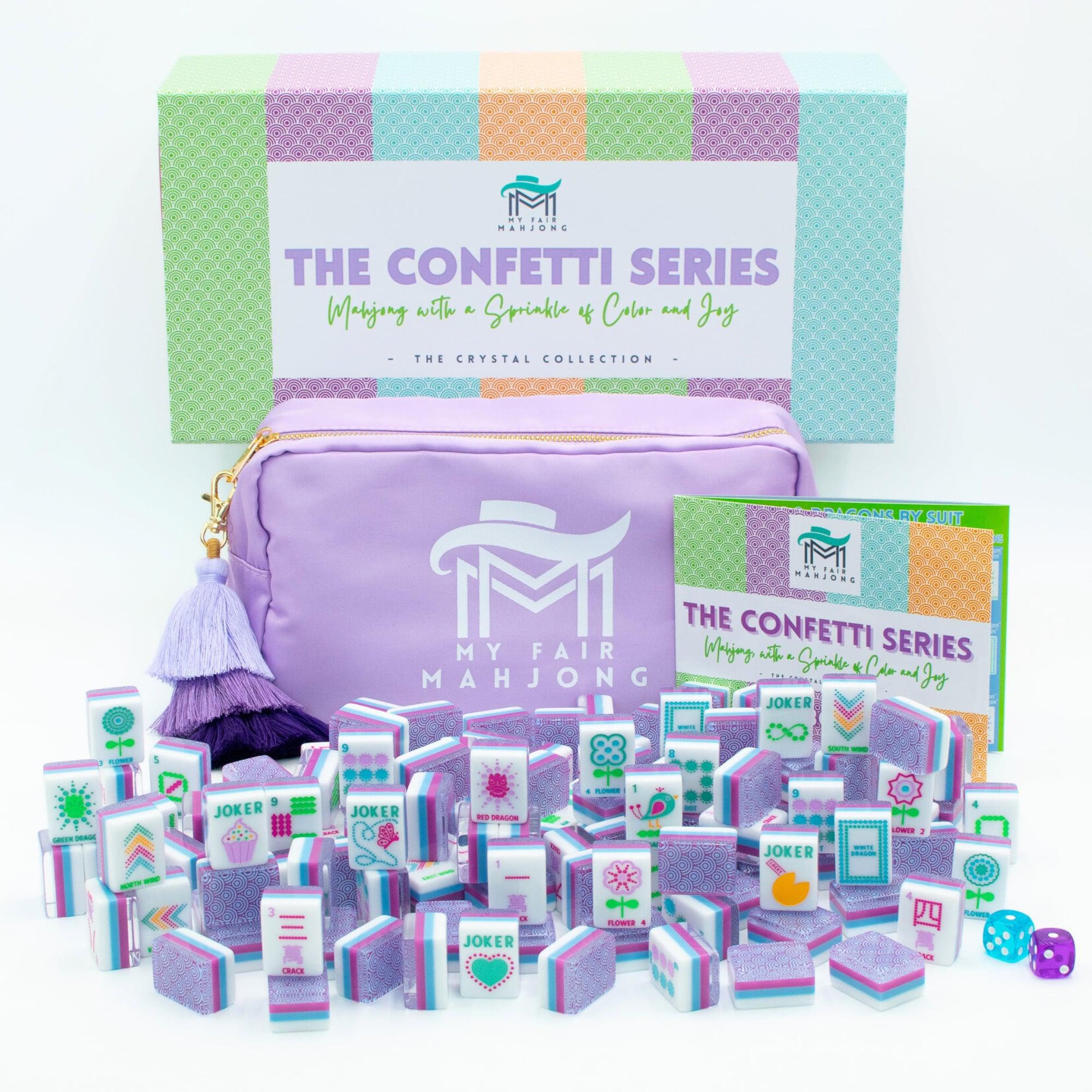 Crystal Confetti Purple Mahjong Tile Set