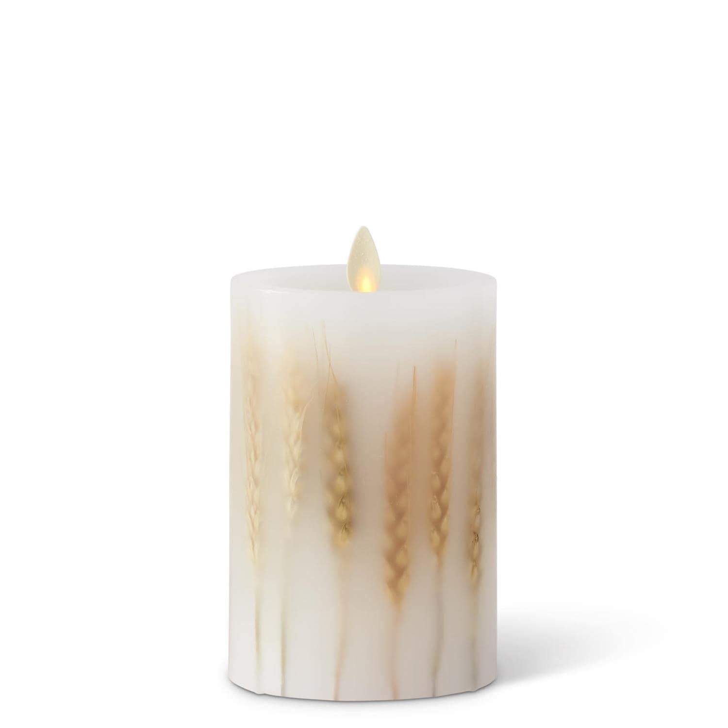 Embedded Wheat Flameless Candle Pillar