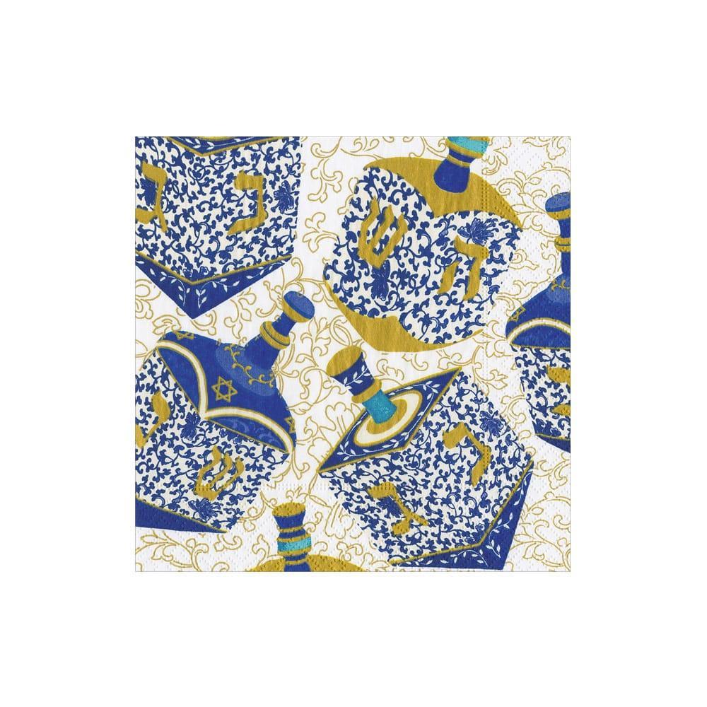 Patterned Dreidels Paper Cocktail Napkin