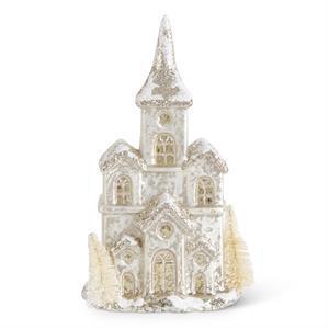 LED Silver Glittered Mercury Glass House