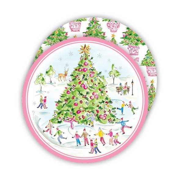 Ice Skating and Christmas Tree Paper Coaster