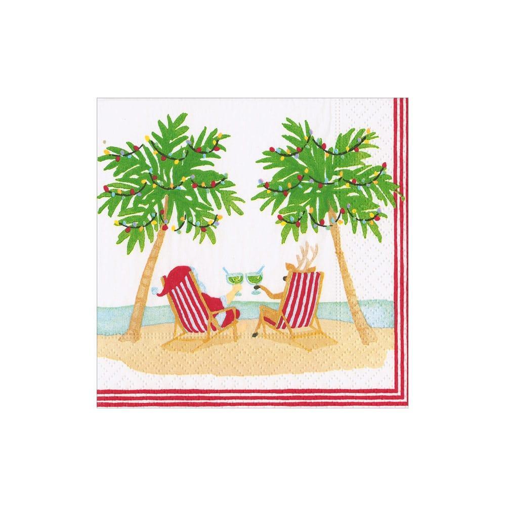 Santa's Vacation Paper Cocktail Napkin