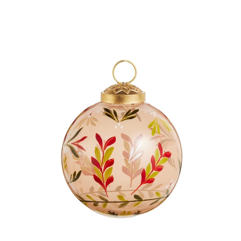 Peach Floral Ball Ornament