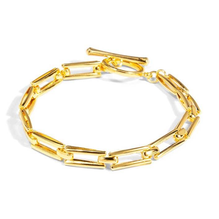 Rectangle Gold Chain Toggle Bracelet